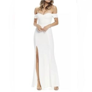 NWT Dress The Population Logan Off The Shoulder Evening Gown Off White Women's M